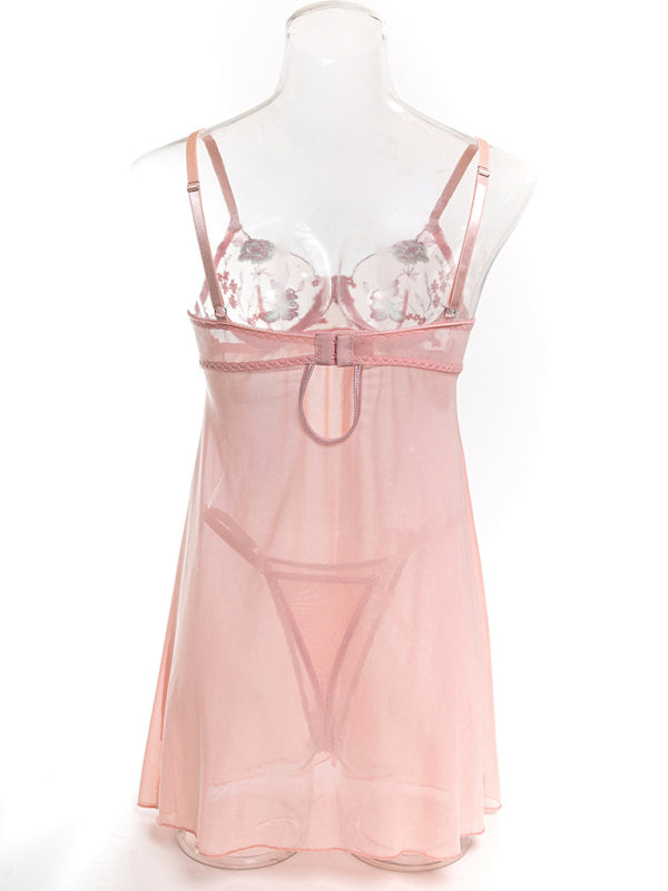Women's Bra Flower Lace Embroidery Sexy Babydoll