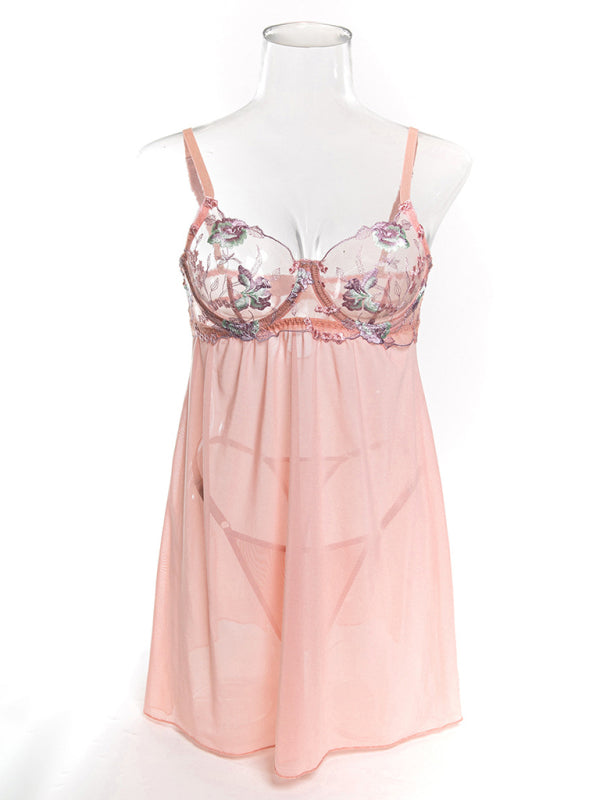 Women's Bra Flower Lace Embroidery Sexy Babydoll