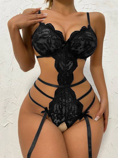 Sexy hollow suspender bodysuit