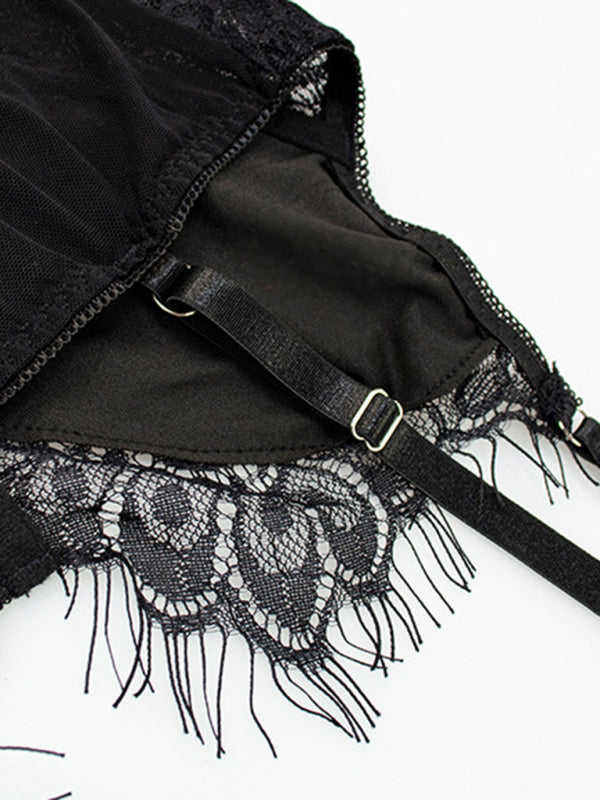 Sexy lingerie garter belt three-piece uniform set
