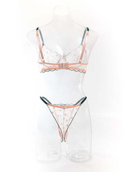 Sexy bra set, transparent lace, underwire, gathered Underwear set