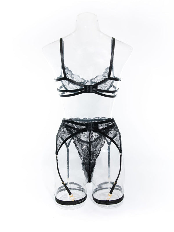 Sexy lace hollow garter underwear set