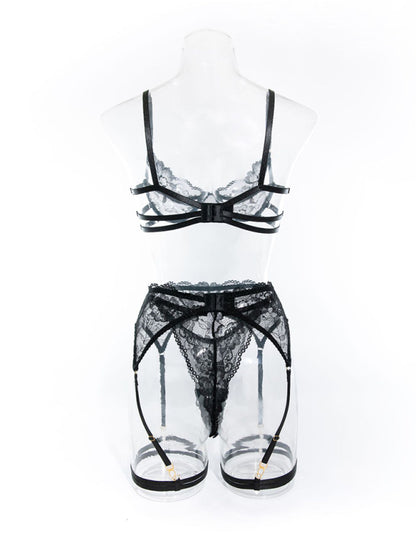 Sexy lace hollow garter underwear set
