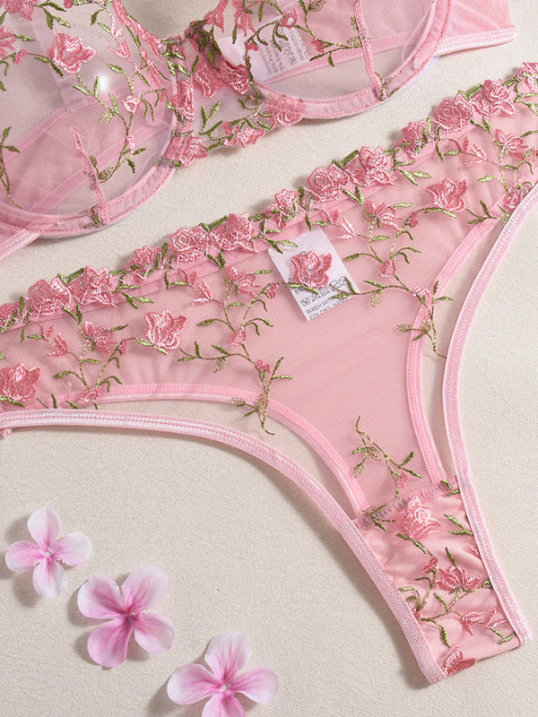 Flower Embroidery Sexy Lingerie Set