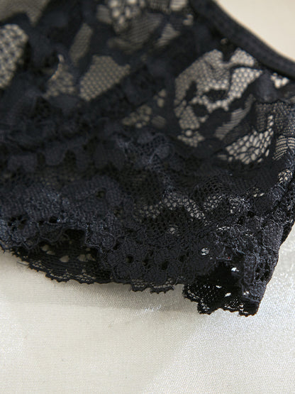Suspender lace see-through sexy lingerie set