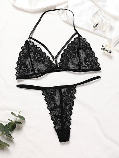 Seamless lace bra and underwear set